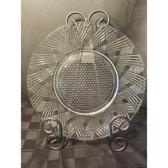 Hazel Atlas Vintage Glass Starlight  8.5" Luncheon Plate Clear - Picture 2 of 10